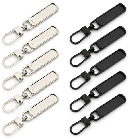 10 Pcs Cursore Cerniera Universale, Cerniera Tira Sostituzione, Tirante per Cerniera Lampo Rimovibile, per Riparazione Zip, per Vestiti, Bagagli, Valigia, Jeans, Zaino, Mestiere Fai Da Te