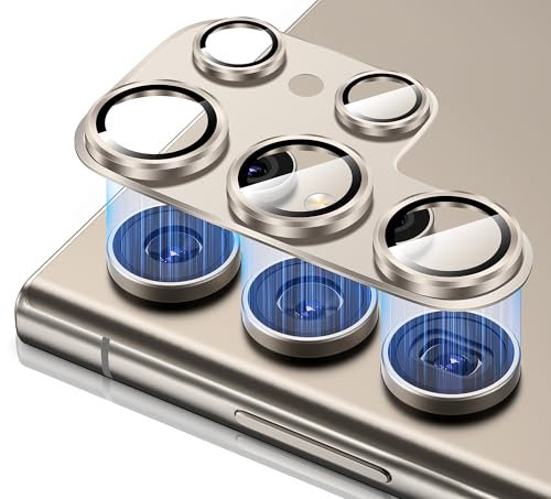 Diruite Camera Protector pour Samsung Galaxy S25 Ultra Protection Appareil Photo, HD Verre Trempé Aluminium Caméra Arrière Protecteur, Gris