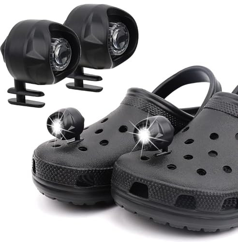 Paquete de 2 luces recargables para zapatos Crocs y zuecos IPX5, impermeables, LED, con 3 modos, 15 horas de funcionamiento, caminata nocturna, senderismo, accesorios para perros, regalo para adultos