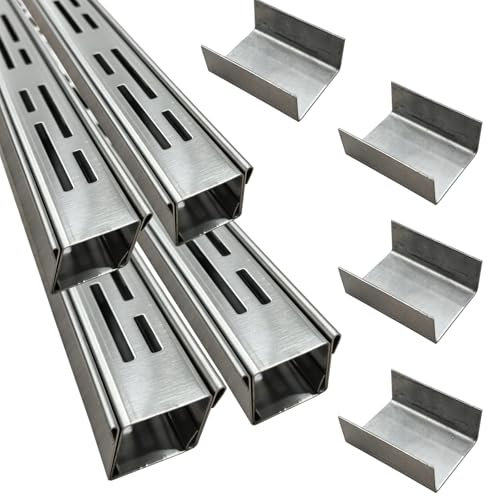 SXSJMY Piccolo Canaletta Scolo Acqua Piovana Acciaio Inox 304, Largo 3,5 cm, Lungo 4 m - Canalina Lineare per Terrazza, Piscina, Marciapiede - Kit con Griglia di Scolo e Connettore