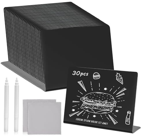 BSTDAYEVER Kreidetafeln Klein Buffet Schilder Mini Tafel zum Beschriften | 30stk 10x7.5cm Preisschilder Aufsteller Tischschild Buffetschilder Abwischbare für Restaurant Café Hochzeit Party Bäckerei