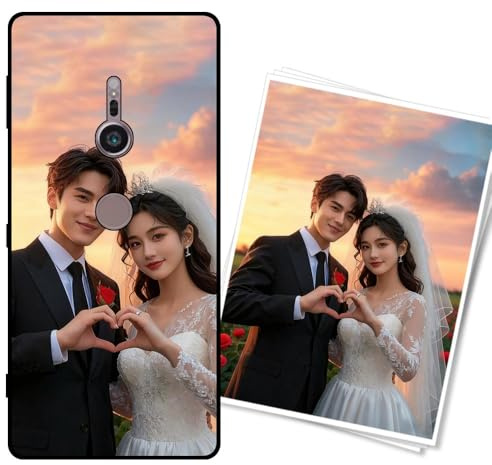 WUACYEAMING Persönliche Handyhülle für Sony Xperia XZ2 Stoßfeste Kratzfeste Custom Phone Case mit Foto/Text/Logo Individualisierung Personalisierte Silikon Hülle Mitternachtsschwarz