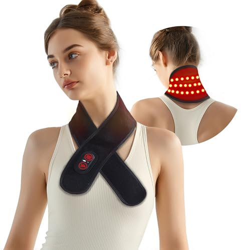 Cordless Neck Heat Pad Massage, Neck Pain Relief, Neck Heating pad with 3000mAh Battery, Heated Neck Wraps, with 3 Temp Vibration and Timing Settings