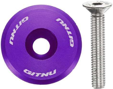 sourcing map 1 1/4 OD Bike Headset Stem Top Cap Aluminum Alloy Cycling Headset Cover Stem with M6 Bolt for MTB Road Mountain Bicycle, Purple