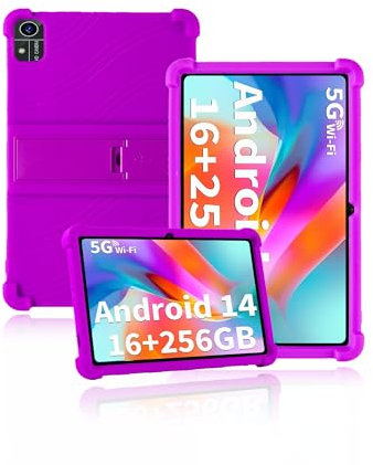 Schutzhülle für QDDQ T618 10.1 Zoll neueste, yystao Kinder Weiche Silikon-Tablet-Hülle kompatibel mit QDDQ Tablet T618, verstellbarem Ständer (Violett)