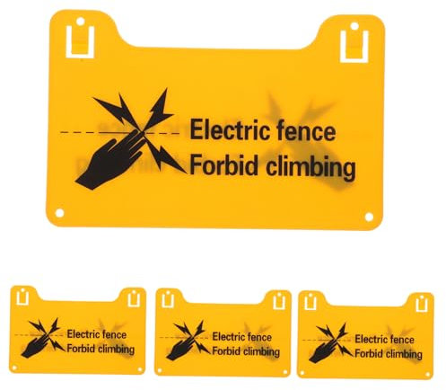VILLFUL 4 Pièces Panneaux Avertissement Électrique Lot de de Sécurité Plastique pour Clôture Électrique Avis de Haute Tension pour Ferme et Maison Installation Facile et Design Sûr