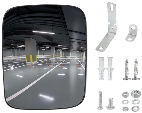 Verkehrsspiegel Weitwinkel,Konvexer Verkehrsspiegel, Verkehrsspiegel Außenbereich, Verstellbarer Verkehrsspiegel,Weitwinkel Spiegel Konvex Rund,16x19cm, Parken, Verkehrssicherheit, drinnen und draußen