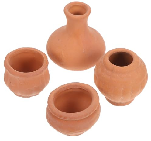 TOYZFRIENDY 4 Piezas Mini Macetas de Terracota Roja Pequeñas Vasijas de Barro para Plantas Exteriores Macetas Decorativas para Jardín DIY Escritorio y Decoración de Ventana