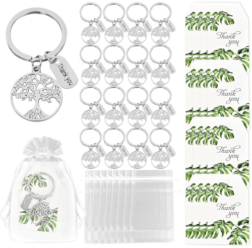 Coffret de 16 Cadeaux de Remerciement pour Enseignants – Porte-clés Arbre de Vie et Carte de Remerciement pour Maternelle, Primaire, Collège, Retraite ou Départ