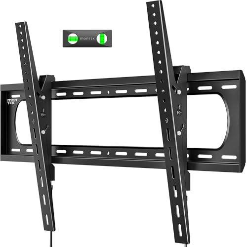 monTEK Heavy Duty TV Wall Bracket for 60-120 Inch Flat Curve TV up to 136kg | Tilt, Universal TV Wall Mount, Low Profile Slim TV Bracket, Fits VESA 50x50 - 900x600mm, Spirit Level and Cable Ties Included