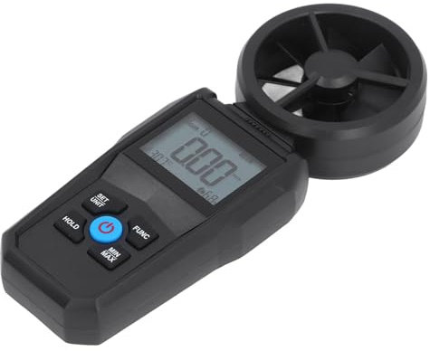 Spacnana Digitales Anemometer, Windgeschwindigkeitsmesser aus ABS-Material mit LCD-Display, Hochgenaue Temperatur- und Luftfeuchtigkeitsmessungen für Meteorologie und Industrie