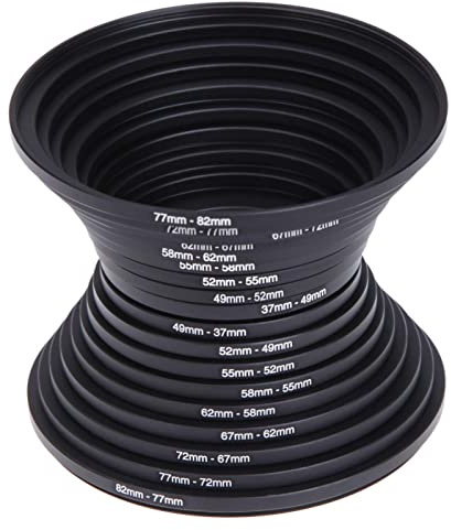 18Pcs Filter Ring Adapter Set, 37-82mm Step Up/Down Rings Lens Adapter