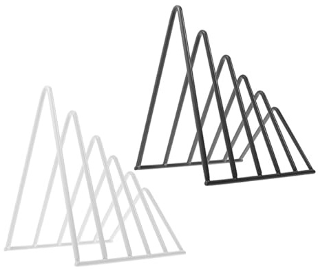 SUPVOX Lot de 2 Étagères de Table en Fer Forgé Noir et Blanc, Porte-livres Multifonction Triangulaire, Organiseur de Dossiers et Présentoir à Livres pour Bureau et Rangement de Documents