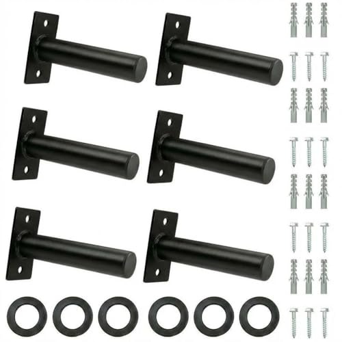 Garvee 6er Set Wandhalterung für Hantelscheiben, Gewichtsscheiben, Für Home | Wandmontiertes Rack für 2'' (50mm) Olympia, Gummischutz & Montagematerial, Bis 136kg, Gym & Fitnessstudio, 6 Pack