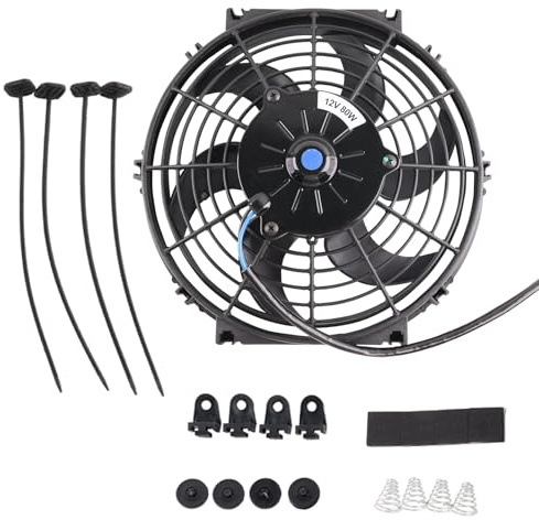 Generico 90W 12V Ventola di raffreddamento radiatore elettrica reversibile sottile per auto Push Pull con kit montaggio