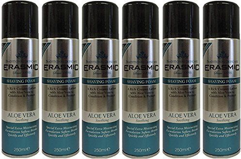 x6 Erasmic Traditional Skincare Shave Foam Aloe Vera Soothing 250ml