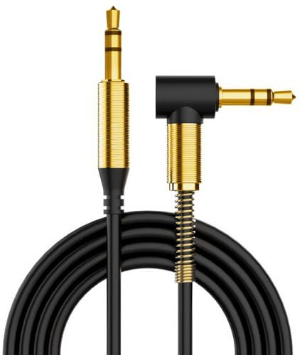 ULTRICS Cable Audio Jack 3.5 Macho Macho (1M), Chapado en Oro Cable Jack 90 Grados Ángulo Recto Cable Auxiliar Compatible con estéreo Doméstico/Automóvil, Auriculares, MP3 Altavoz, iPhone, iPod, PC