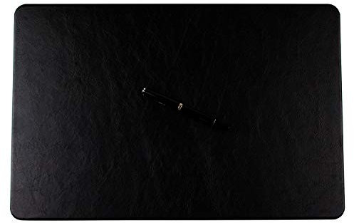 DELMON VARONE - Personalisierbare Schreibtischunterlage Premium Leder Vintage Anilin schwarz, Rutschfeste Echtleder Schreibunterlage abwaschbar, Schreibtisch Unterlage geeignet als Mauspad, 50x30 cm