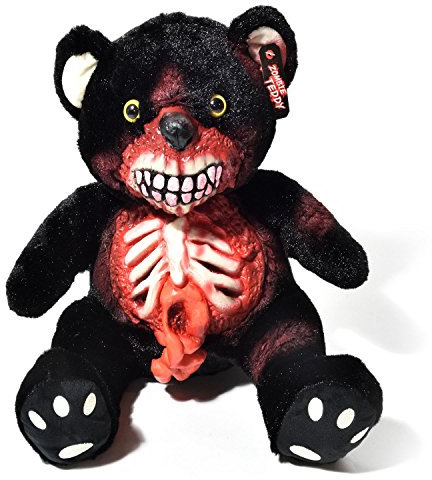 Zombie Teddy Original XXL 50cm Halloween Teddybär Horror-Bär Der Gruselige Kuschelbär für alle Splatter & Horror Fans (Gedärme Schwarz)