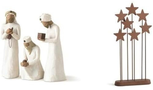 Willow Tree The Three Wisemen Figurine & Metal Star Backdrop Figurine