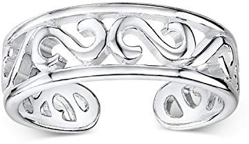 Amberta 925 Sterling Silber Zehering Verstellbar Damen | Delfin Blumen Krone Blatt Fußschmuck: Tribal Zehenringe