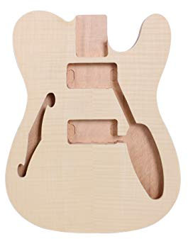 Unlackierter Gitarrenkörper aus Mahagoni und Ahornholz für E-Gitarre im Tele-Stil Semi Hollow Guitar Body