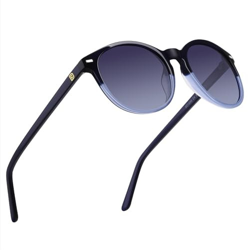 DUCO Classic Round Polarized UV400 Protection Vintage Shades Sunglasses for Women DC1230