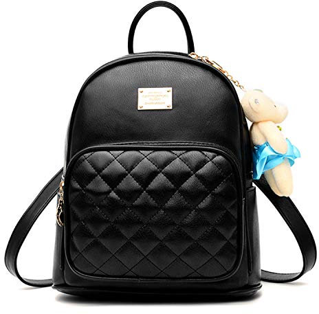 LUI SUI Pu Leder Mini Rucksack lässig wasserdicht Schultasche Reise daypacks niedlich kleine geldbörse für Teen mädchen Damen Frauen Schwarz