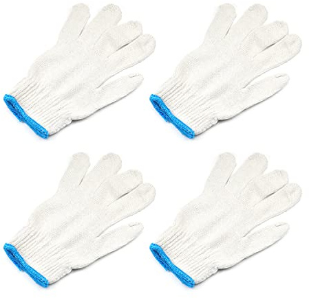 Othmro 6 Paar Weiße Handschuhe mit blauem Rand, waschbarer Handschuh, Baumwollhandschuhe, nahtlos Arbeitshandschuhe, schützende industrielle Arbeitshandschuhe, gut für Holzarbeiter, Fabrikarbeiten