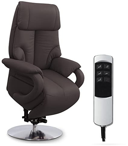 CAVADORE Ledersessel Istanbul / Fernsehsessel mit Aufstehhilfe, elektrisch verstellbarer Relaxfunktion / 2 E-Motoren / 80 x 115 x 79 / Echtleder: Braun