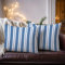 Encasa XO Kissenbezüge 2 Stück (30x50 cm) - Franca Blue Stripes - Weiche Baumwolle Leinwand Ungefärbt Rechteckige Kissenbezug Bunte Dekorative für Wohnzimmer Schlafzimmer Sofa Waschbar