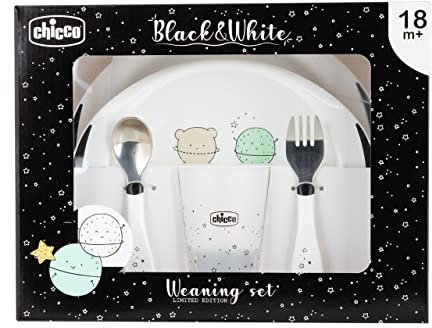 CHICCO BLACK & WHITE SET PAPPA 18+ MESI PIANETI