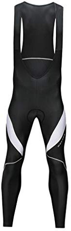 Inzopo Salopette lunga da ciclismo con imbottitura in gel 3D da uomo, caldi, invernali, termici, con salopette - nero bianco, XL, Nero e bianco, XL