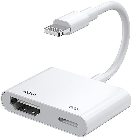 [Apple MFi Certified] Lightning to HDMI Digital AV Adapter,1080P Video & Audio Sync Screen Converter AV Adapter with Charging Port for iPhone HDMI Converter to HD TV/Projector/Monitor Support All iOS