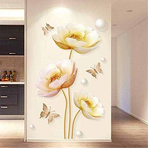 Wandtattoo DIY Wandsticker Wandaufkleber XXL Goldfisch Magnolie Blumen Wall Sticker Wohnzimmer Schlafzimmer Wand Deko (E)