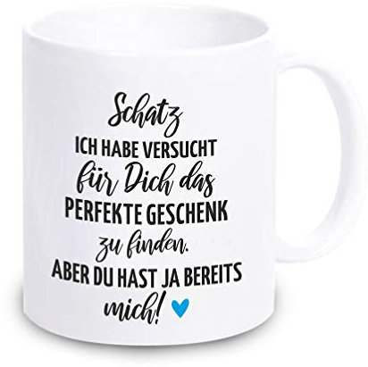 4you Design Tasse Schatz ich habe versucht (blau) – Geschenk für Frauen und Männer zum Valentinstag – Kaffeebecher mit Henkel als Geschenkidee zum Jahrestag, Jubiläum – spülmaschinengeeignet – 330ml