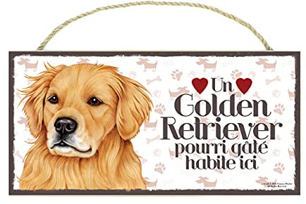 GOLDEN RETRIEVER - Affiche Decoration Murale. Panneau Bois. Inscription avec votre animal préféré. Panneau Decoratif pour votre maison. Pancarte Bois avec un chien.