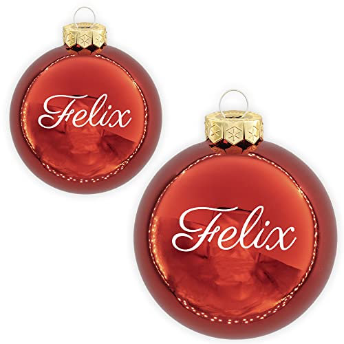 Coverlounge Christbaumkugel personaliert aus Glas | Weihnachtskugel mit Name| Ø 6cm oder 8cm in Rot (Glanz) | für Weihnachten