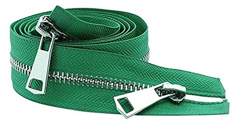 5/10Pcs 30/40/50/60/70/80cm 5# Colorful Open-end Double Sliders Silver Metal Zipper for DIY Handcraft Cloth Garment-Green,10 Pcs,60cm