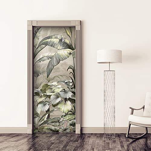 CREARREDA Adesivi per Porte in PVC Premium, Door Cover, Sogno Tropicale, Applicazione Facile e Senza Bolle, Rivestimenti per Porte da Interno 83 x 210 Rifilabili, 20178