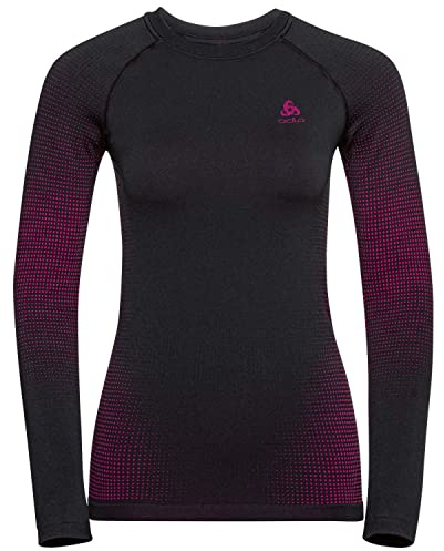 Odlo Damen Funktionsunterwäsche Langarm Shirt Performance WARM ECO, Festival Fuchsia - Black, L