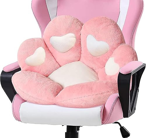LANPEW Katze Pfot Rückenkissen Sitzkissen Cute Cat Paw Stuhlkissen Sitzkissen Plüsch Komfort Sitzpolster Büro Lazy Warm Sitzkissen Bett Tatami Bodenkissen für Home (60x60cm, Rosa Herz)
