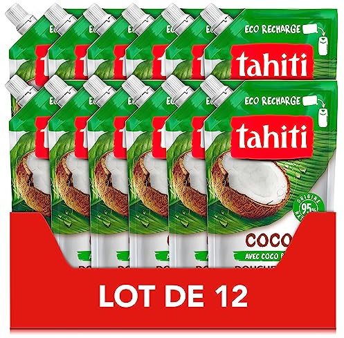 TAHITI - Eco-Recharge Gel Douche Tahiti Coco - Formule 95% d'Origine Naturelle - Lot de 12 x 500 ml