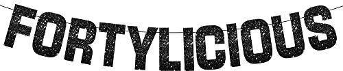 KatchOn, Glitzerndes schwarzes Fortylicious Banner – kein DIY, 3 m | Happy 40th Birthday Banner Schwarz für 40. Geburtstag Dekorationen für Männer | Fortylicious Banner Schwarz für 40. Geburtstag