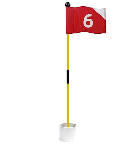 Crestgolf Portable Backyard Practice Golf Hole Cup and Flag Stick of Fiberglass, Golf Putting Green Flagstick Golf Pin Flag Hole Cup Set(red,#6)