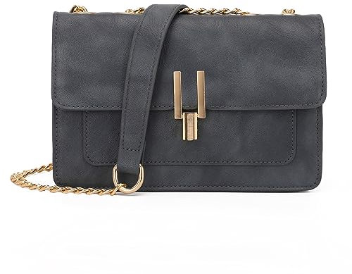 KL928 Umhängetasche Damen Kleine Handtasche PU Leder Crossbody bag damen Schultertasche mit Metall Schulterriemen (Peacock Blue)