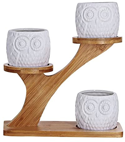 HASMI Macetero 3 Piezas de Maceta con Titular de Plato de 3 Capas Blanco Decorativo Decorativo Maceta de cerámica Macetas