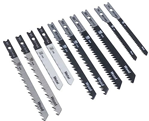 HCS + HSS Lot de 10 lames de scie sauteuse avec raccord universel pour bois et acier