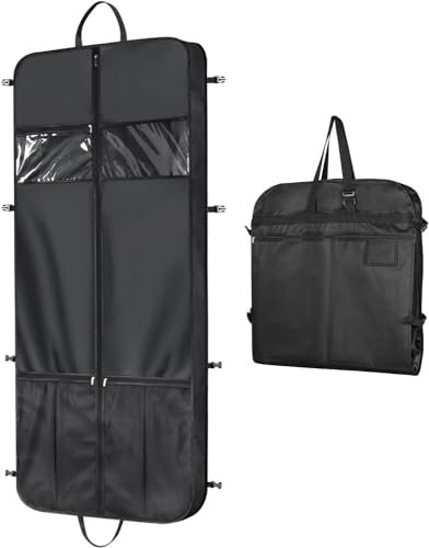 Univivi Kleidersack Lang 152 x 60 cm, Kleidersäcke mit 5 Reißverschluss Taschen, Kleidersack Lang mit Verstellbaren Tragegriff und Schuhfach, Atmungsaktive Anzugtasche für Reisen