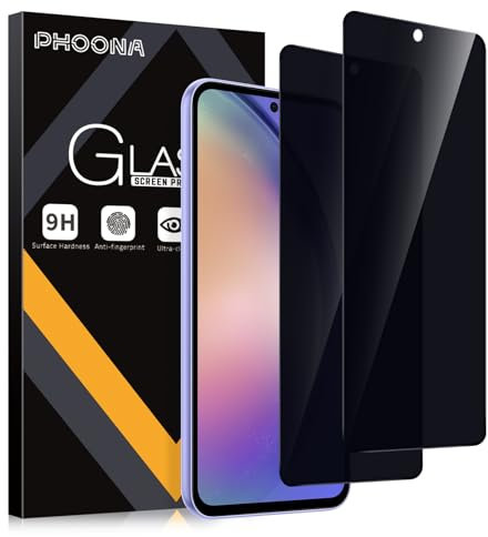 Phoona Sichtschutz Schutzfolie für Samsung Galaxy A54 5G,[2 Stück] Anti Spy Displayschutzfolie, Privatsphäre Sichtschutzfolie 9H Härte Gehärtetes Glas Blasenfrei Privacy Folie